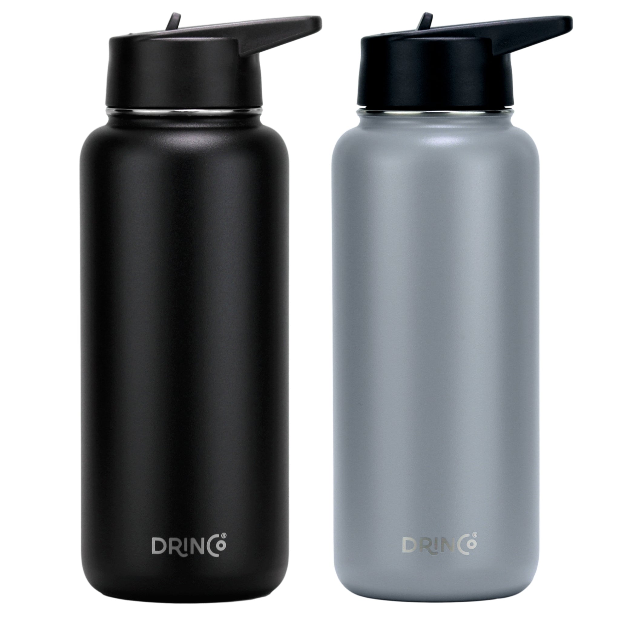 EcoHydrate - Botella de agua deportiva, 32 onzas, acero inoxidable,  térmica, térmica, botellas de gimnasio y deportes, color negro